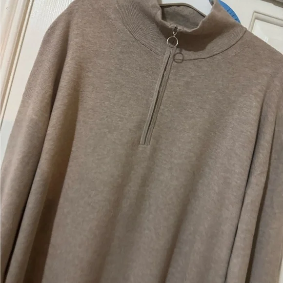 Ava & Viv women’s quarter zip long sleeve mini sweater dress taupe XXL